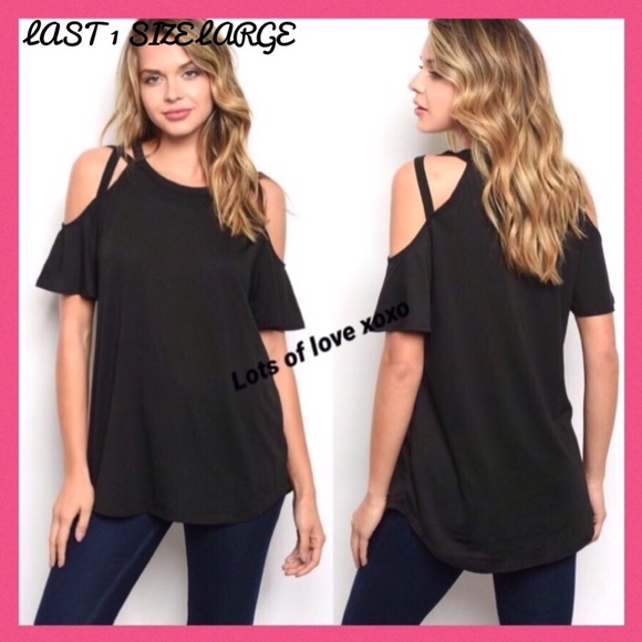 Tops - LAST 1💖BLACK COLD SHOULDER DETAIL TUNIC TOP